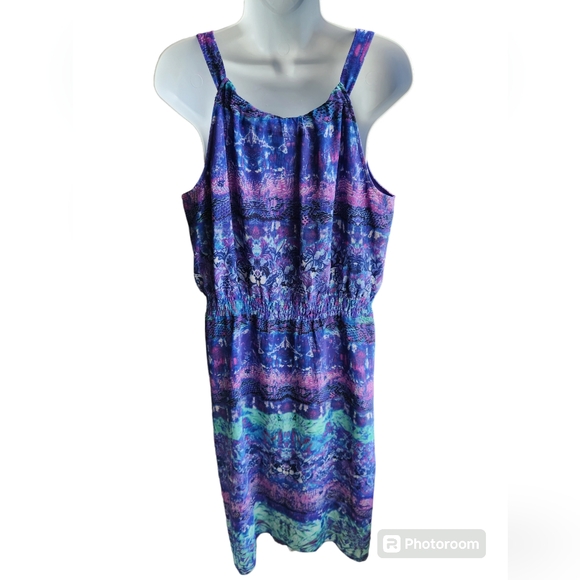 Chico's Maxi Purple Floral Print Sleeveless High-Low Size 1.5 (10) - Picture 2 of 3